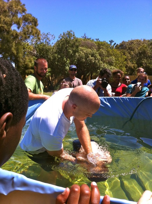 Asher being Baptized ("forward" style!).
